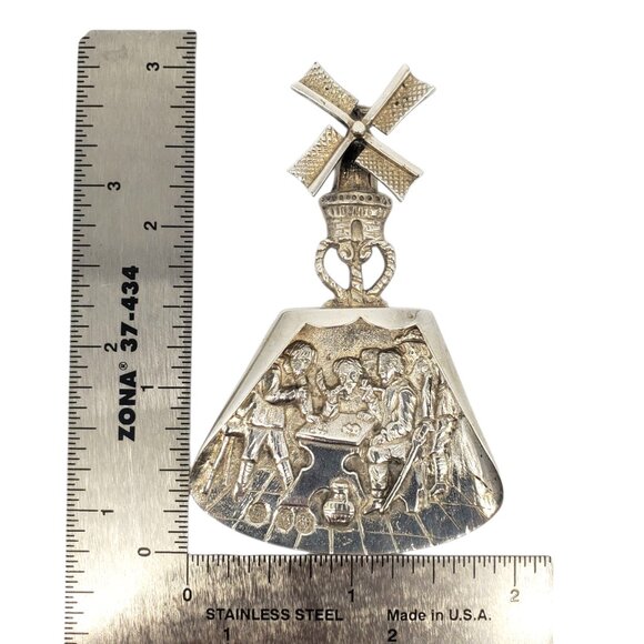 Dutch Sterling Silver Tavern Scene Windmill Shovel Spoon #22670 - Picture 2 of 9